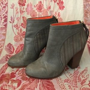 Boho Grey Leather Coach Booties
